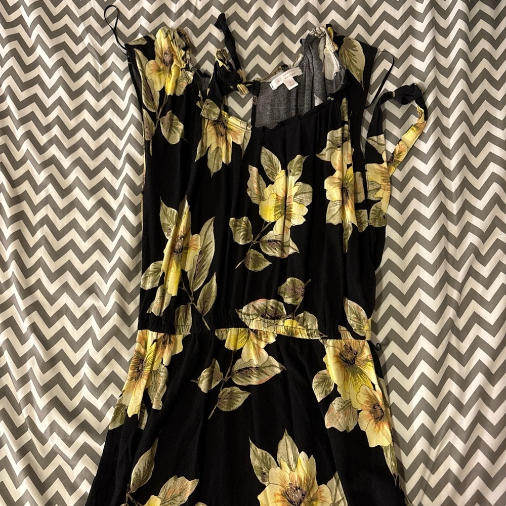 LC Lauren Conrad Black and Yellow Floral Mini Dress